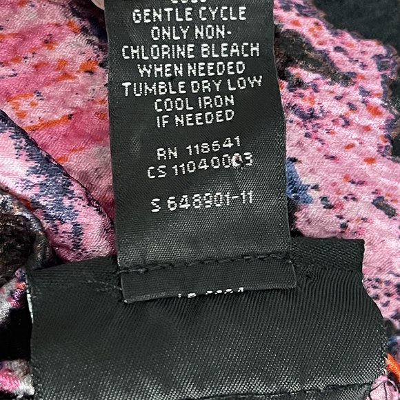 2/$30 Lane Bryant Abstract Watercolor Tunic Blouse 14 Black Multi Gathered #7167 - Picture 12 of 14